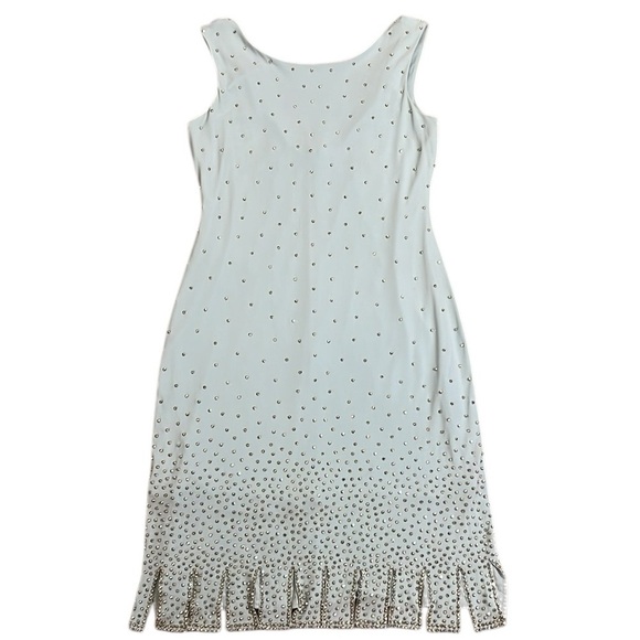 Betsy & Adam Dresses & Skirts - Betsy & Adam Aqua Silver Beaded Sleeveless Dress Low Back Ruffled Hem Size 4